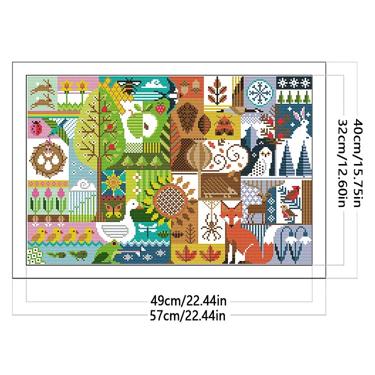 Joy Sunday Four Seasons 11CT/14CT Stamped Cross Stitch 57*40CM