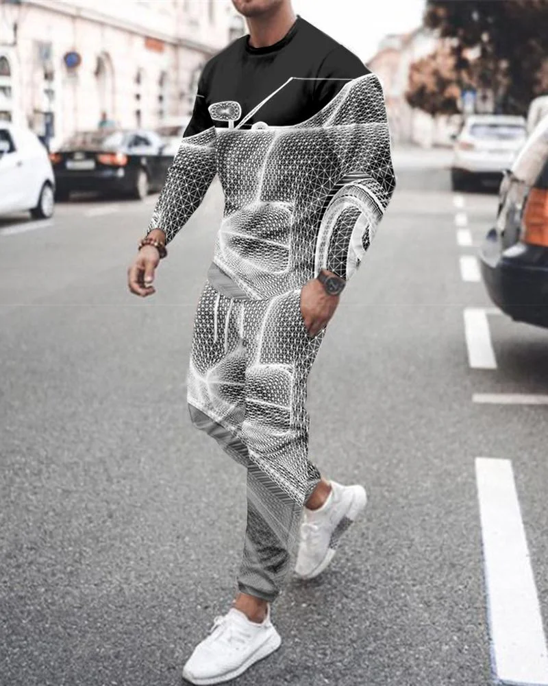 Men's Fashion Car Printing Long-sleeved Suit