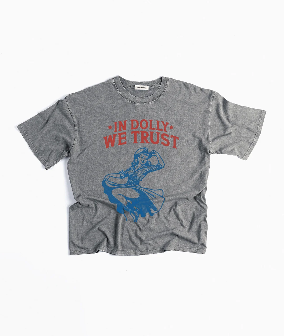 In Dolly We Trust Cowgirl Western Acid Wash T-shirt
