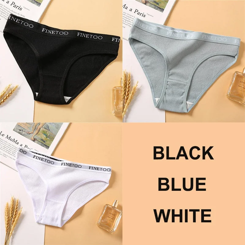 3PCS Women Cotton Underwear Panties Female Sexy Briefs Brand  Band Waist Pantys Set Solid Color Intimates Lingerie for Girl M-XL