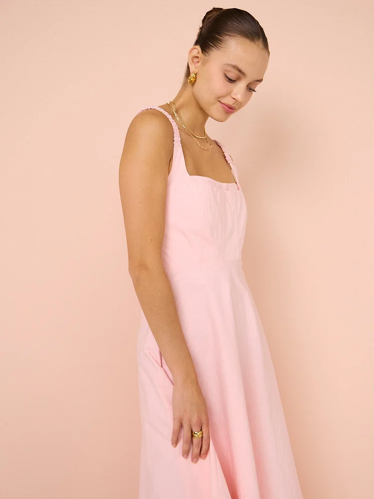 By Johnny Daphne Bust Midi Dress in Soft Pink