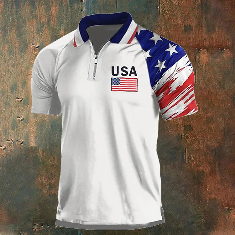 Independence Day Usa Print Men's Polo Shirt