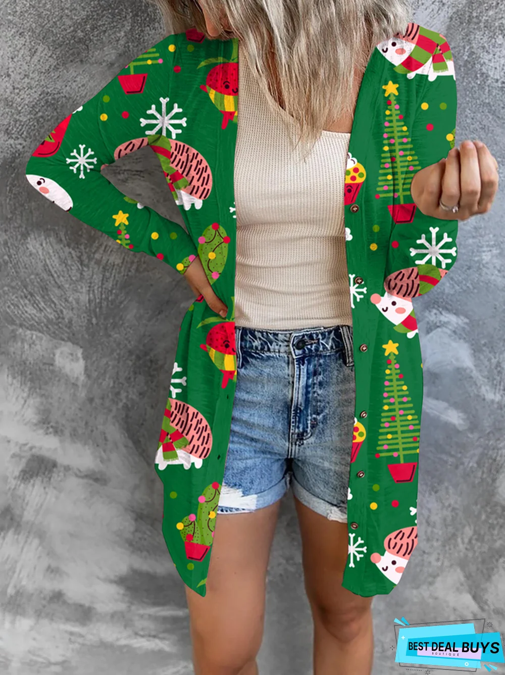 Casual Christmas Snowman Outerwear