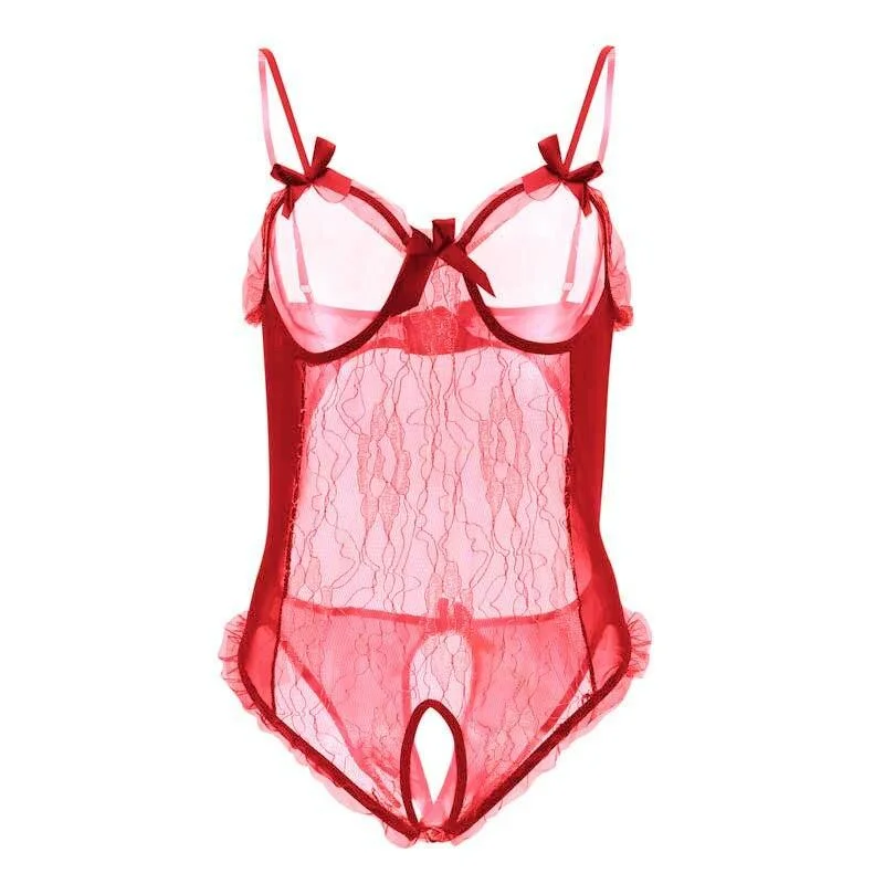 Sexy Open Bra Crotchless Bodysuits One-piece Women Lace Lingerie Sexy Backless Transparent Lingerie Erotic Hot Sex Shop 1108-1
