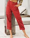Summer Elegant Harem Pants Elastic Waistband Solid Color Light Beach Trousers