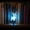 Glowing Owl Metal Bookend Lamp Iron Shelf Organizer Vintage Style