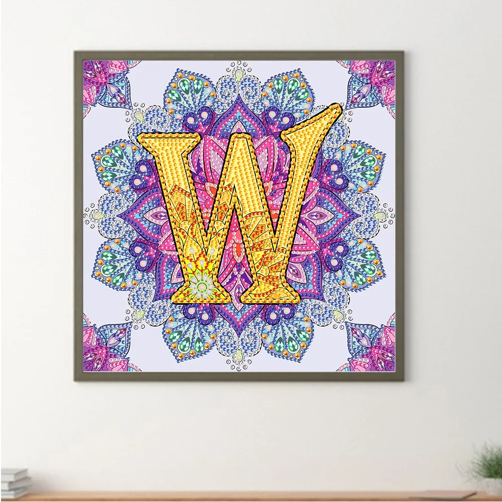 Special Shape Diamond Painting 30*30cm - W Letter Mandala
