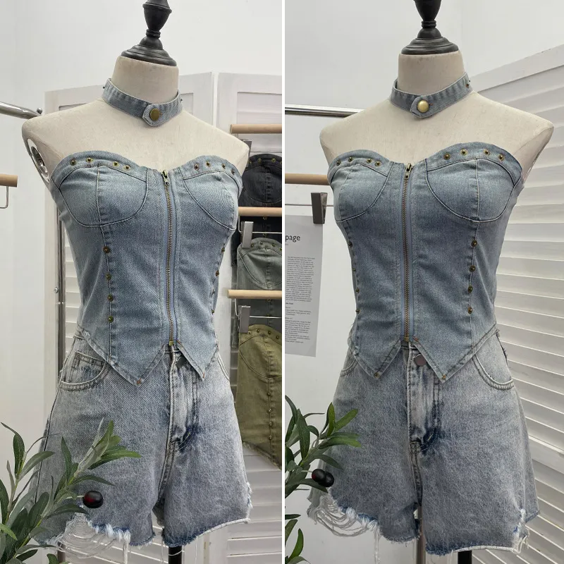 Uveng Vintage Babes Cowboy Breast Sling Sling Vest Sexy Sleeveless Hanging Neck Sleeveless Topie Girl 2616