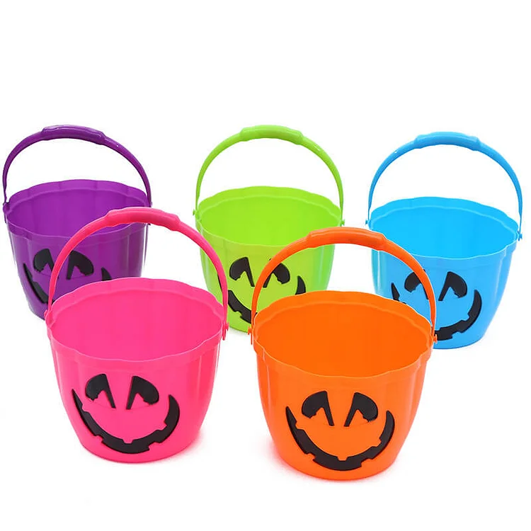Light Up Trick or Treat Candy Blue Bucket for Halloween