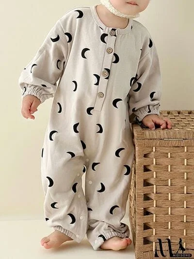 MidiSono - Printed Button Up Dropped Shoulder Jumpsuit