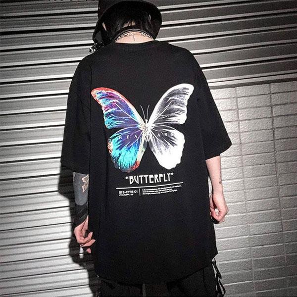 Men's Fashion Casual Butterfly Print Short Sleeve T-shirt HH007