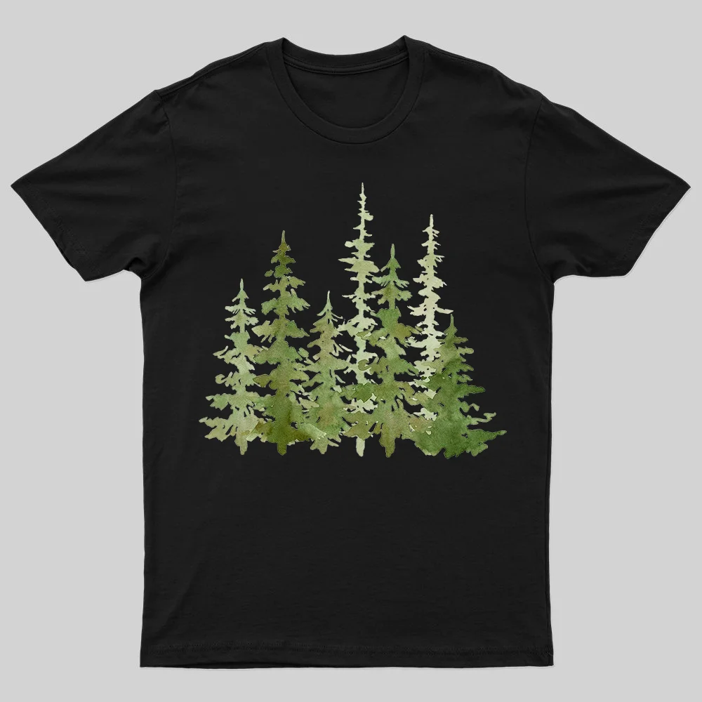 Watercolor Pine Tree Art Printed Men's T-shirt