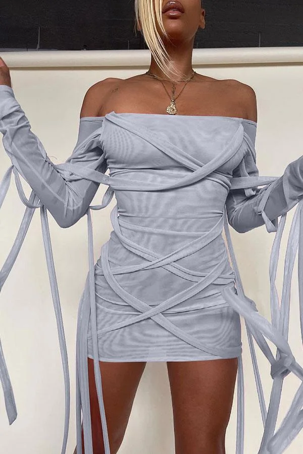 Solid Color Party Strappy Mini Dress