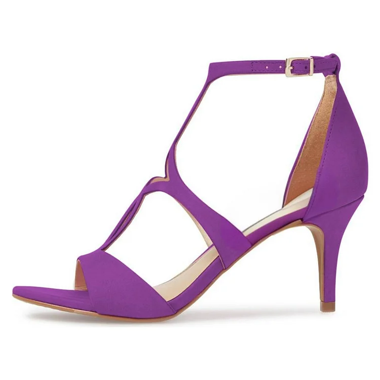 Purple T Strap Dressy Office Open Toe Sandals by VDCOO Vdcoo