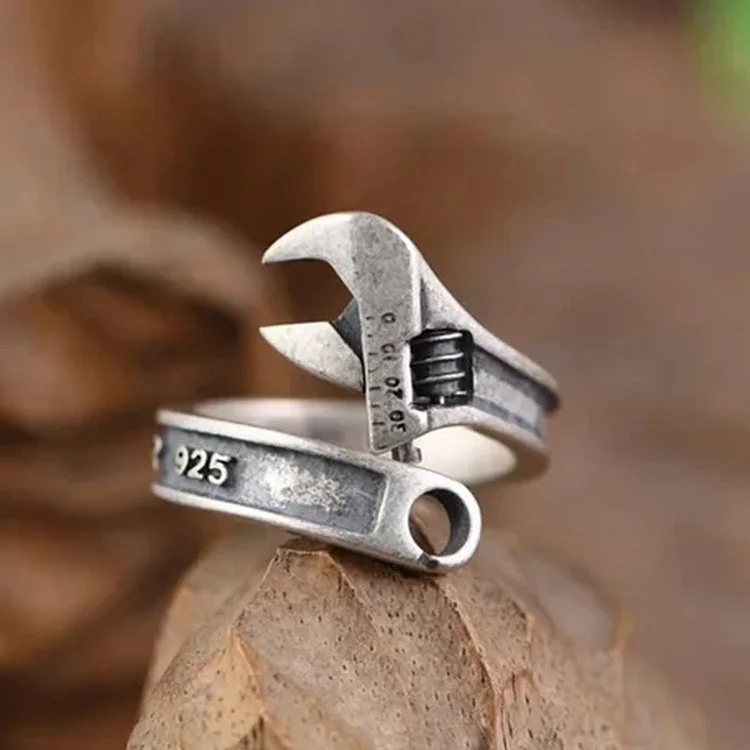 Coutureaura Sterling Silver Motorcycle Wrench Ring