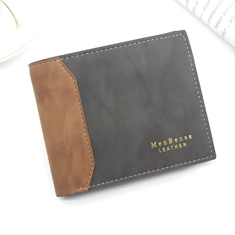 Fashion Men's Wallet Money Bag Solid Color Leather Business Short Wallet Famous Vintage Walltes Multi-card Soft Purse Coin Bag