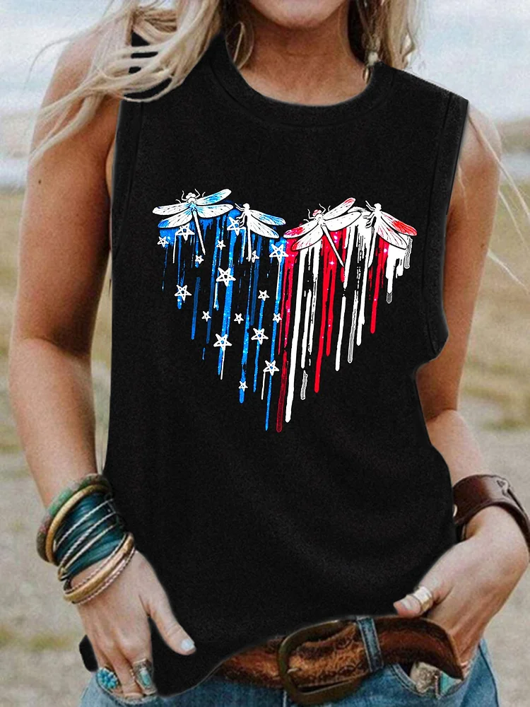 American flag Dragonfly Casual Tanks & Camis