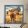 (US Only)Cattle Printed Cross Stitch Kit 40x40cm DIY 14CT Thread Art Needlework Decor