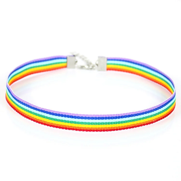 Rainbow Ribbon Choker Necklace - Modakawa Modakawa
