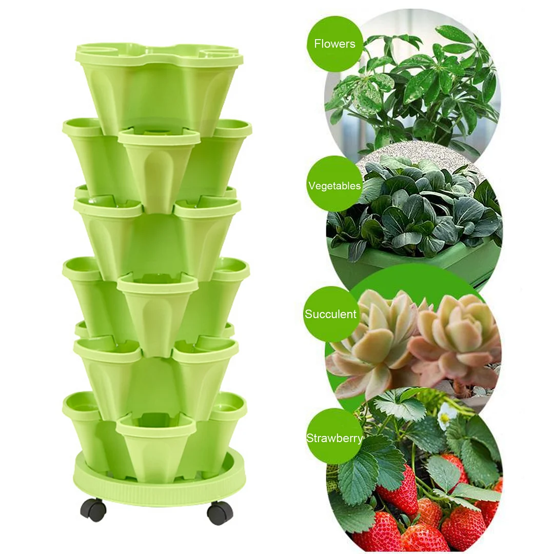 Vertical Planter, Gardening Nursery Pots for Strawberry Planting (Green)