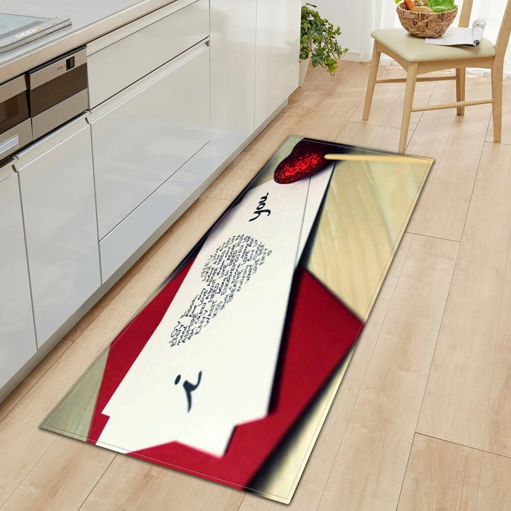 Modern Kitchen floor mat Strip Bathroom Entrance Porch Door Mat Bedroom Living Room Bedside Carpet Valentine Pattern