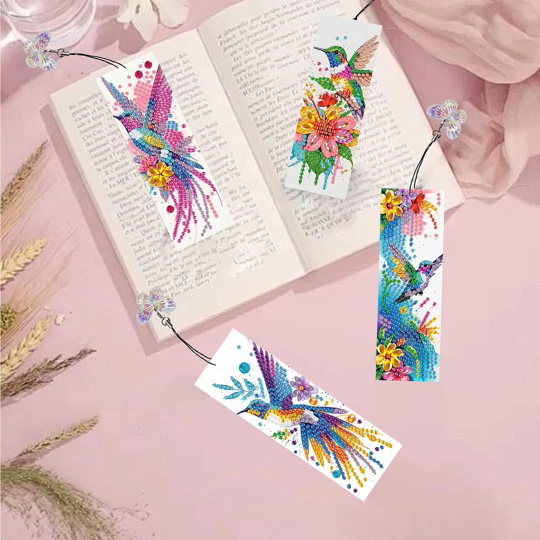 12Pcs Hummingbird DIY Diamond Art Painting Bookmark for Reading Enthusiasts