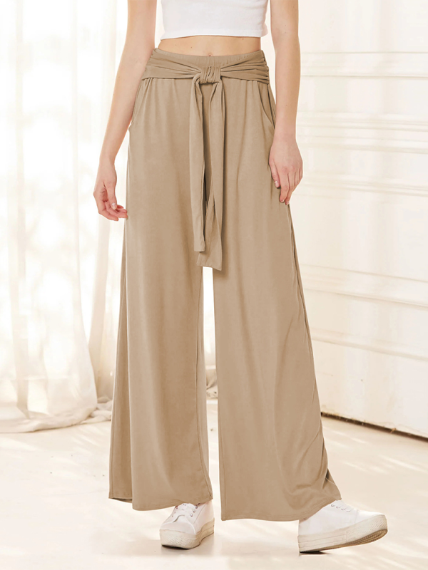 Mature Women Solid color Drapey Wide-leg Pants Casual Joggers Yoga Sweatpants
