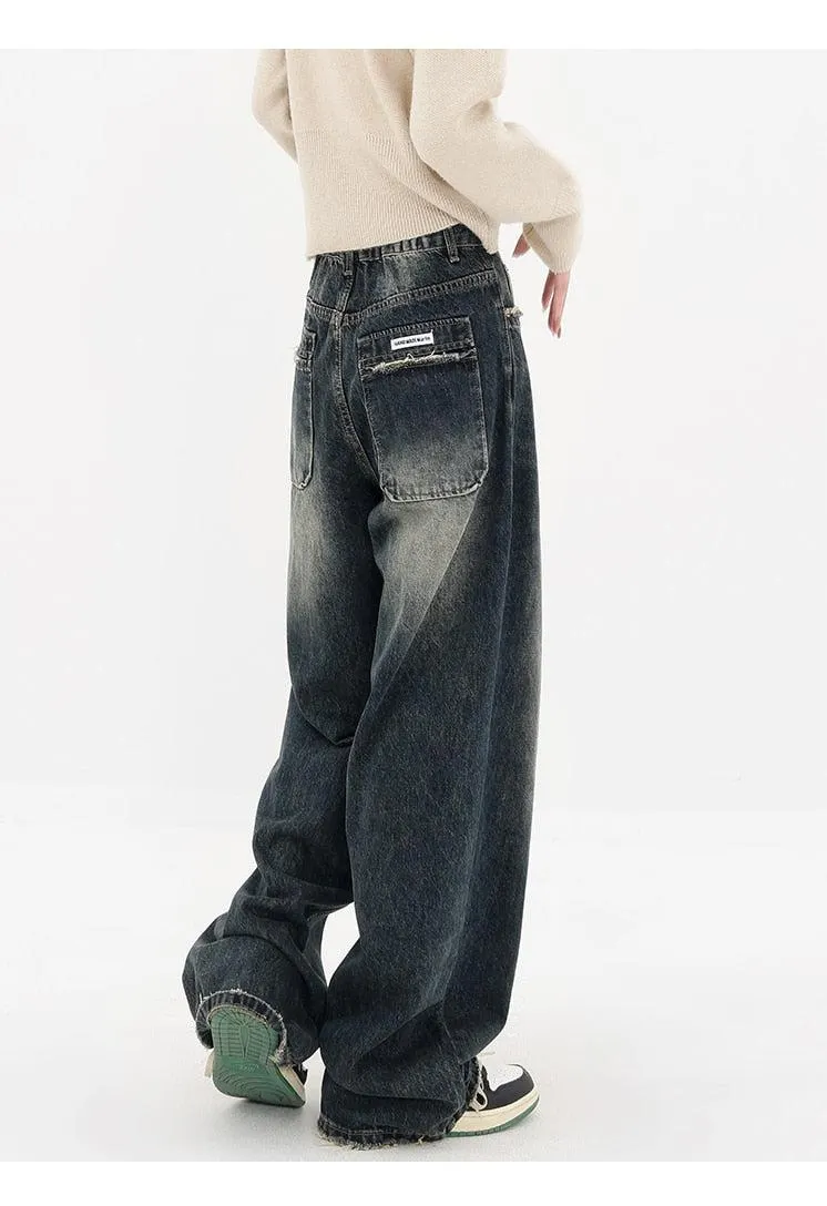 Brownm Wide Leg Dark Jeans