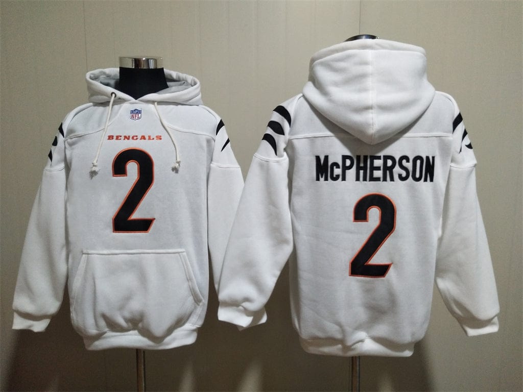Cincinnati Bengals white Hoodie #2 MCPHERSON (with pockets) mysite