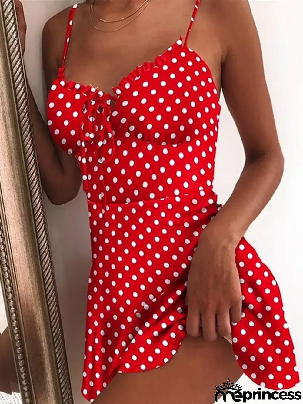 Women\u2018s Casual Dress Strap Dress Mini Dress Black Red Blue Sleeveless Polka Dot Print Spring Summer Spaghetti Strap Stylish Weekend S M L XL XXL