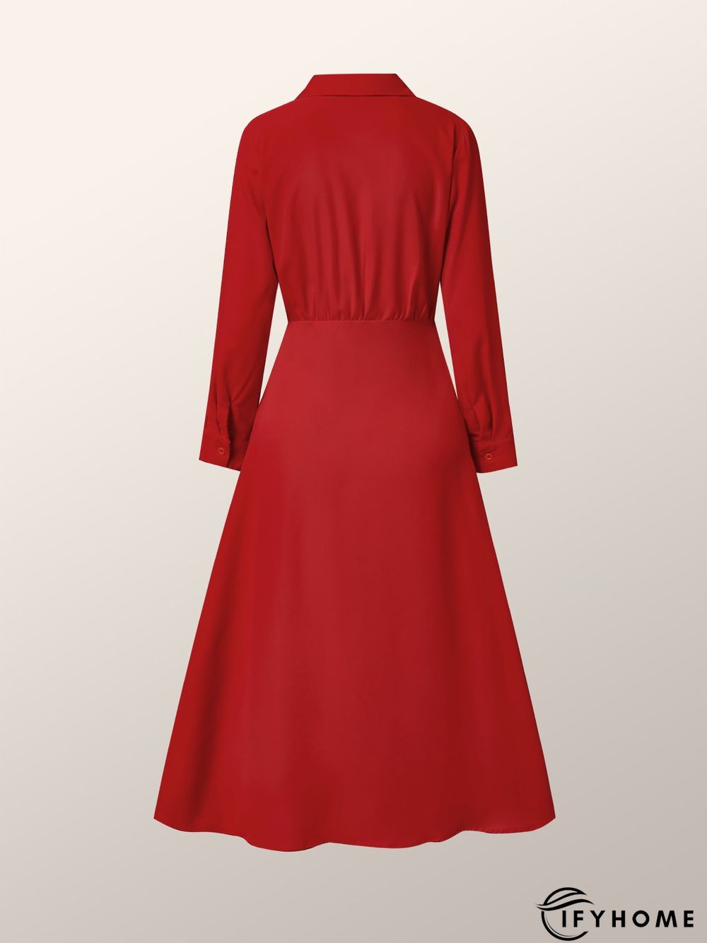 Shirt Collar Plain Elegant Maxi Dress | IFYHOME