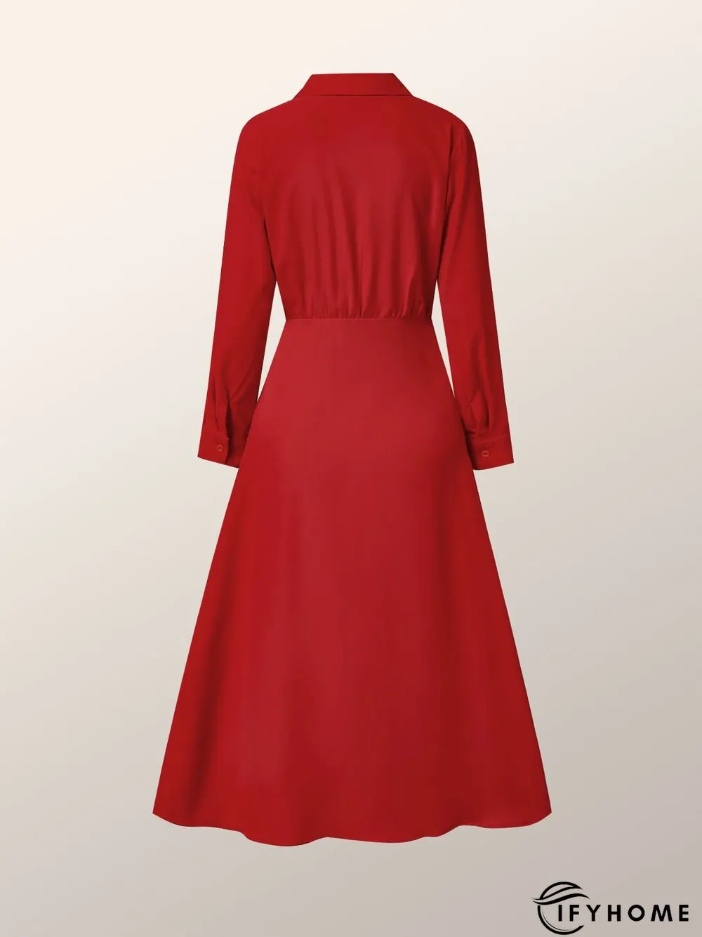 Shirt Collar Plain Elegant Maxi Dress | IFYHOME