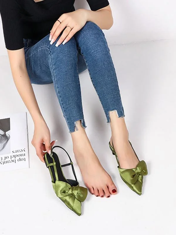Fashion women's flat shoes with bow sandals