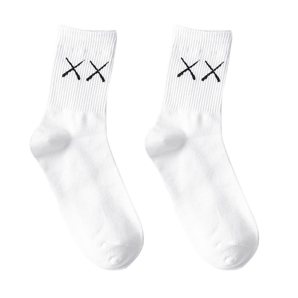 

Casual Cotton Pile Heap Socks Women Men Letter Print Elastic Mid-Calf Socks, White, 501 Original