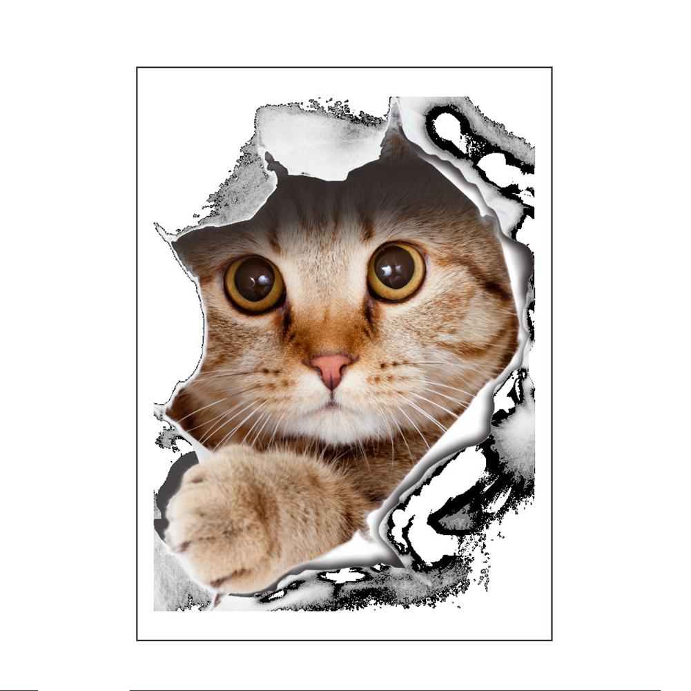 

14109 Cat Vivid 3D Smashed Switch Wall Sticker Bathroom Kicthen Decorative, 501 Original