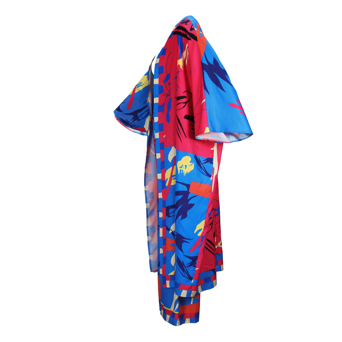 Spring Autumn Casual Printed Cardigan Shawl & Wide Leg Trousers Set - Ootddress