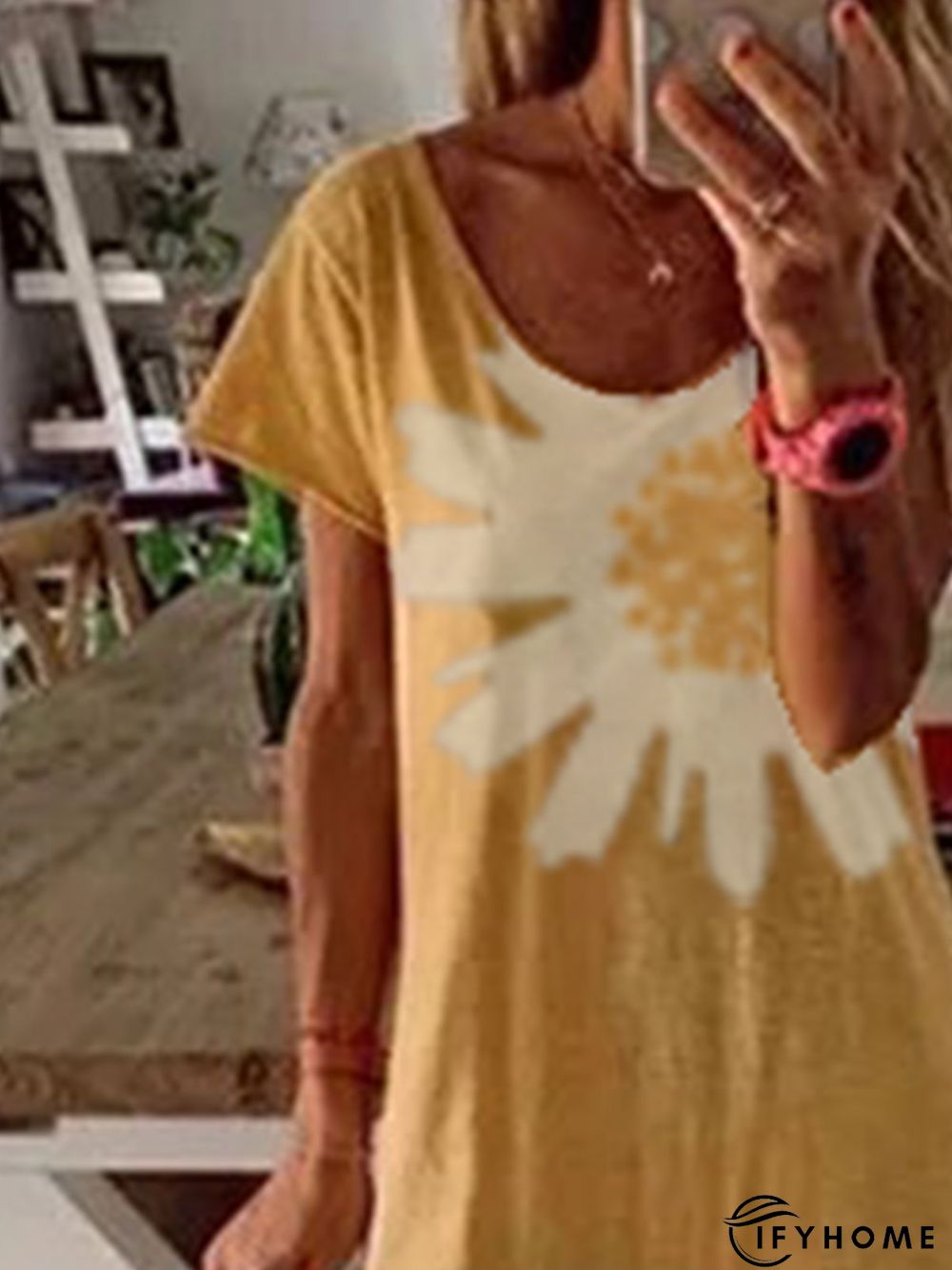 Women Summer Floral-Print Short Sleeve Casual Maxi Dress | IFYHOME