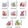 (US Only)6Pcs Flowers Hummingbird Pattern DIY Crystal Sparkling Diamond Magnets Set