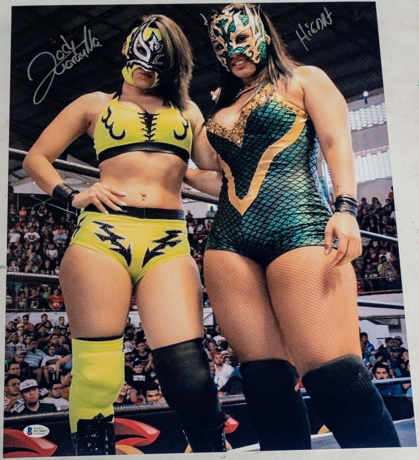 La Hiedra & Lady Maravilla Signed 16x20 Photo Poster painting BAS COA AAA Lucha Libre Autograph