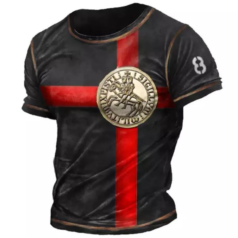 Men's Outdoor Knights Templar Print Short Sleeve T-shirt