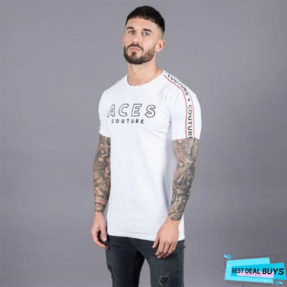 Men T-shirt Striped T-shirt Mens Clothing Trend Slim Fit Short Sleeve Casual Mens Top Tee Shirt