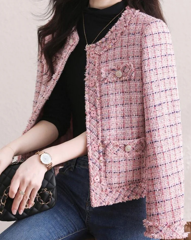 Romantic French pink tweed jacket