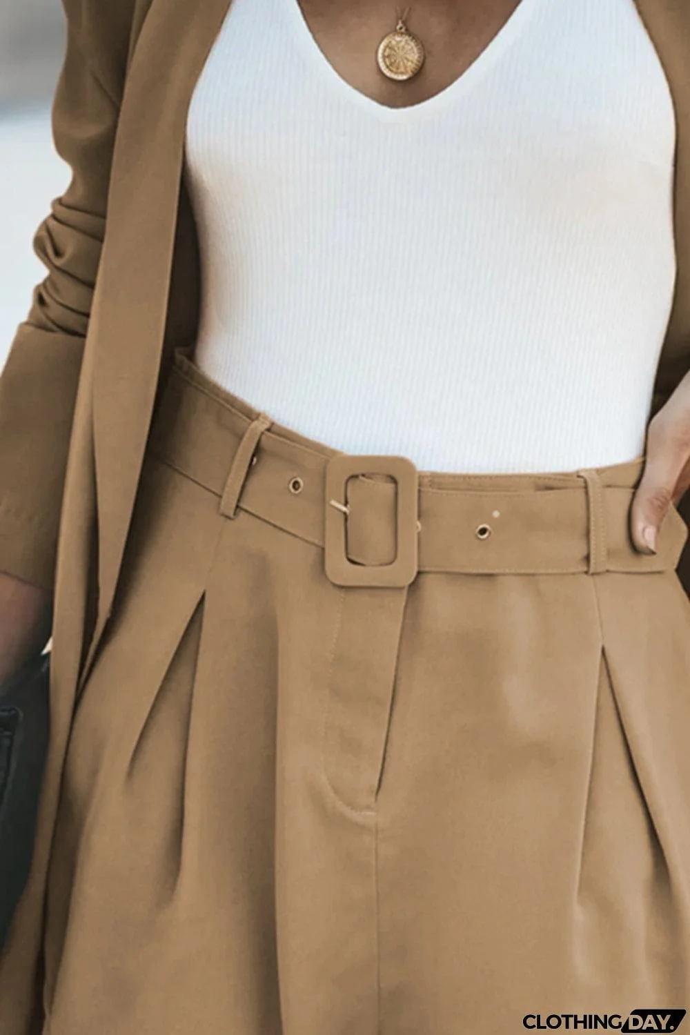 Longline Blazer and Shorts Set with Pockets