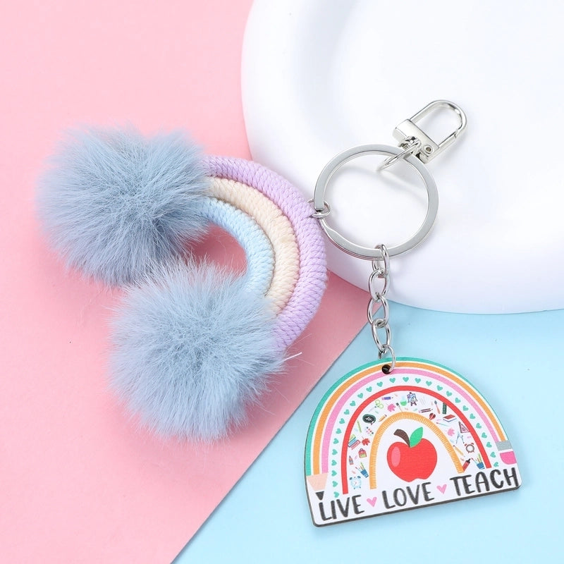 Cute Sweet Shiny Letter Rainbow Alloy Bag Pendant Keychain