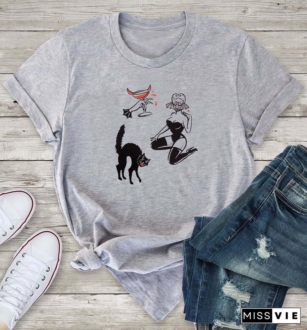 Colored BAT GHOUL RINGERGothic T-shirtWomen CottonFunnyStreetStyleGrungeGraphicCasual FashionUnisexTeeTopTshirt