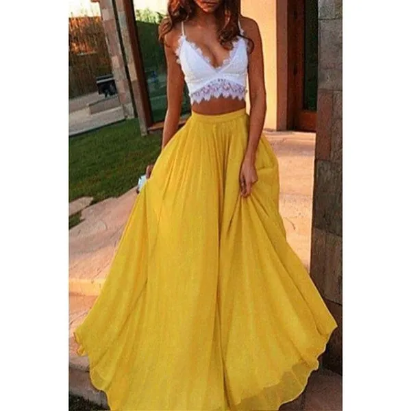 Womens High Waist Summer Skirt Plus Size Elastic Big Swing Long Dress Fashion Loose Maxi