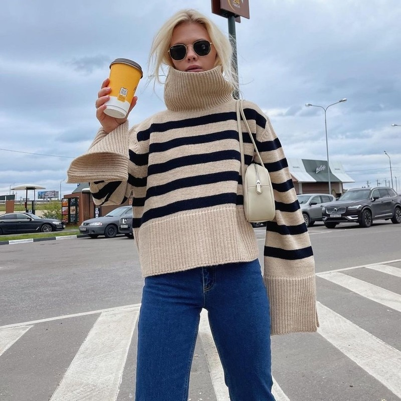 Ootddress 2025 New Women's Turtleneck Sweater Fall Winter Knitted Pullovers For Women Casual Knitwear Long Sleeve Oversized Tops