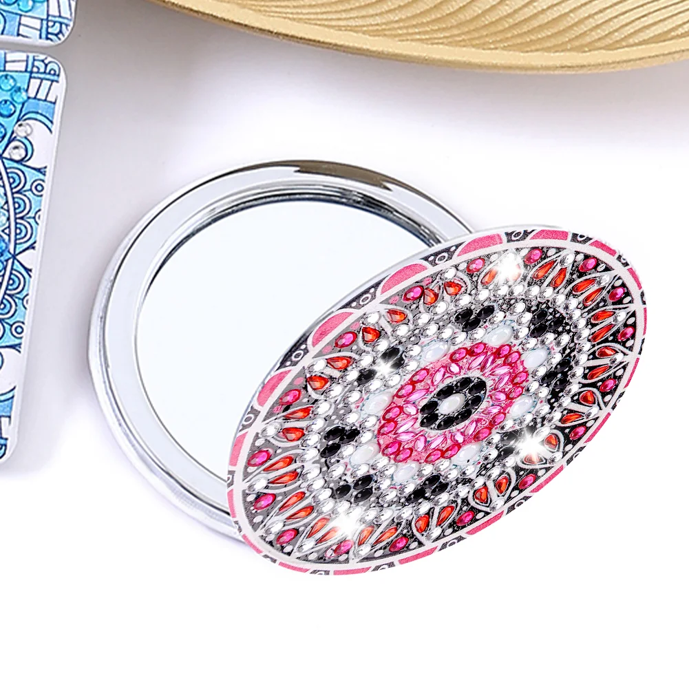 DIY Mandala Diamond Painting Makeup Compact Mirror Portable Folding Purse Mirror