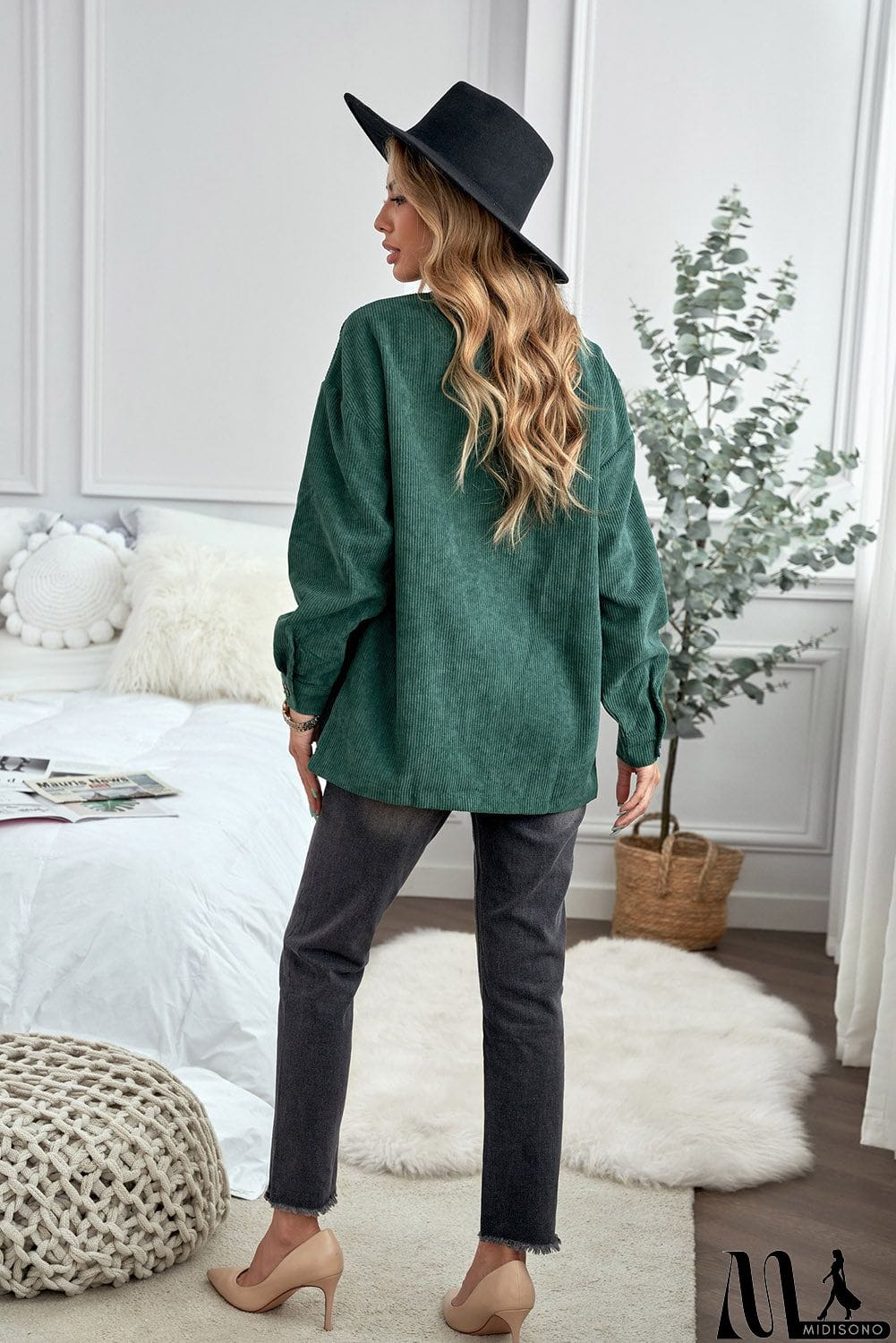 MidiSono - Fall Corduroy Shirt Coat