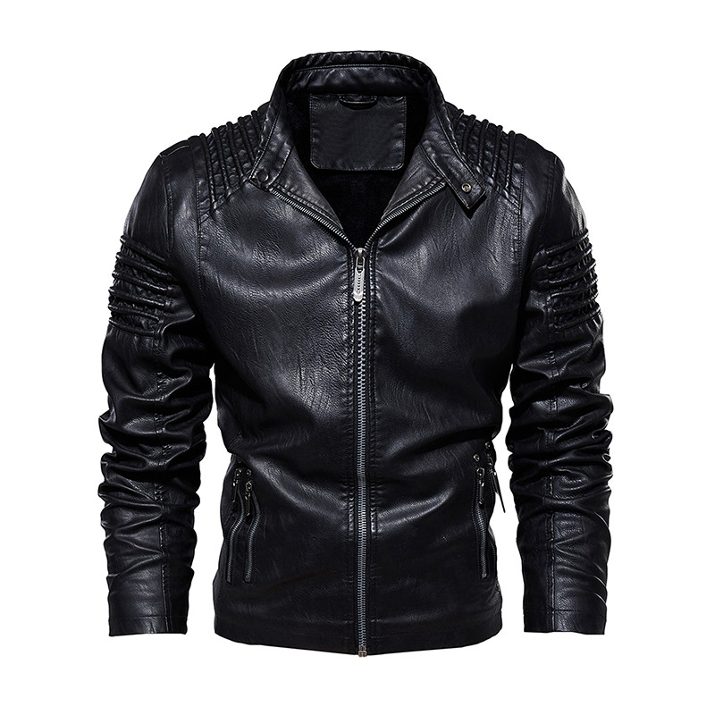 Men Leather Jacket Winter And Autumn Motorcycle Pu Warm Fashion Coat